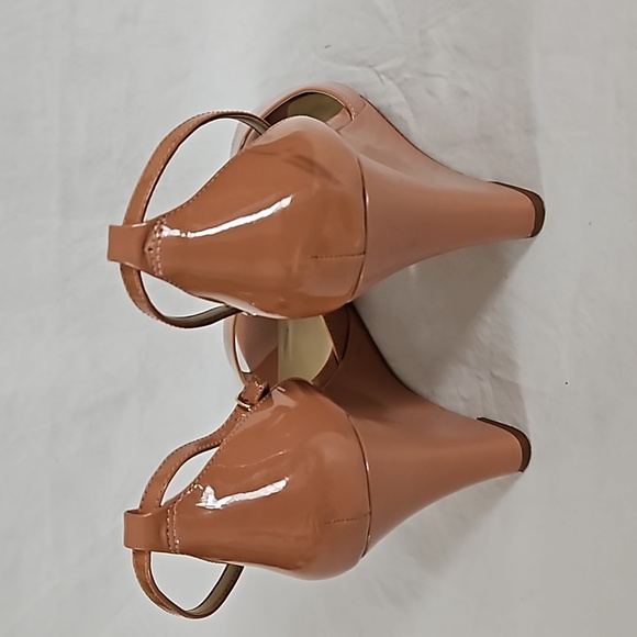 Ann Taylor Dagny Pink Patent Leather Peeptoe Ankle Strap Wedge Sandal Si… - Picture 6 of 15